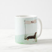 Mug Nom personnalisé Chien de compagnie noir et tan Da (Devant droit)