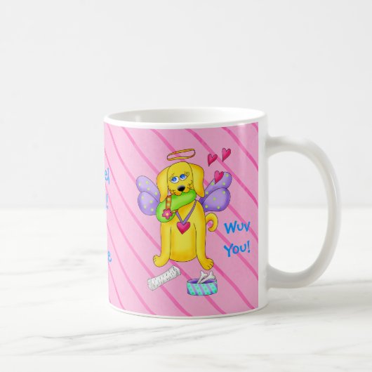 Mug Nom personnalisé Chien mignon Rose (Droite)