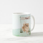 Mug Nom personnalisé Chien Pommeranian (Devant droit)