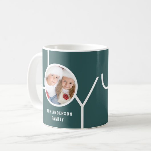 Mug Nom personnalisé Christmas Photo Green (Devant gauche)