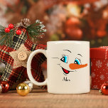 Mug Nom personnalisé Christmas Snowman Face<br><div class="desc">Nom personnalisé Christmas Snowman Face</div>
