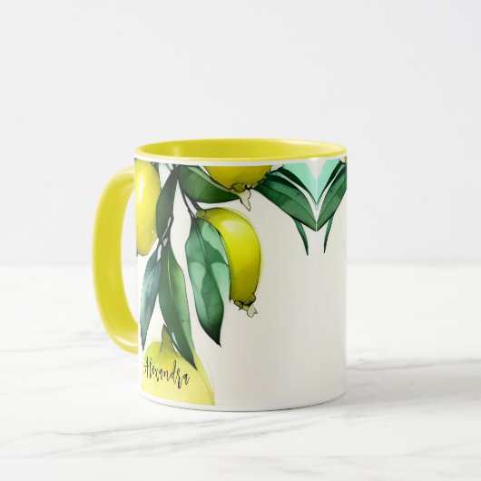 Mug Nom personnalisé citron (Devant gauche)