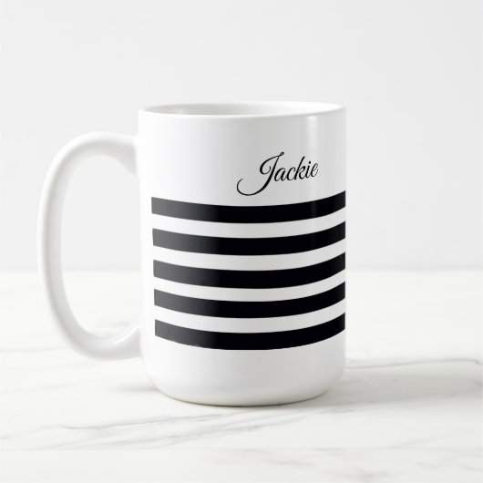 Mug Nom personnalisé Classic Blancs et Noirs (Gauche)
