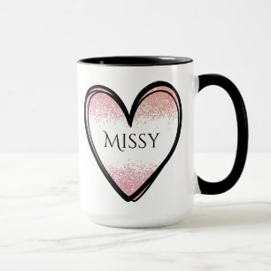 Mug Nom personnalisé Coeur Mug, Nom personnalisé Coffe