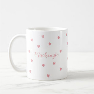 Mug Nom personnalisé Cœurs roses Cadeau pour une perso