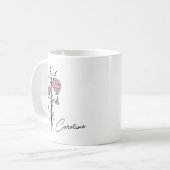 Mug Nom personnalisé Coquette Fleur de naissance Janvi (Devant gauche)