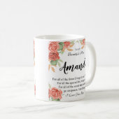 Mug Nom personnalisé Coral Red Rose Message pour maman (Devant droit)