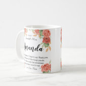 Mug Nom personnalisé Coral Red Rose Message pour maman (Devant gauche)