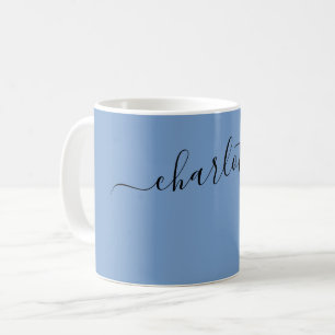 Mug Nom Personnalisé Couleur Bleu Pastel Foncé Élégant
