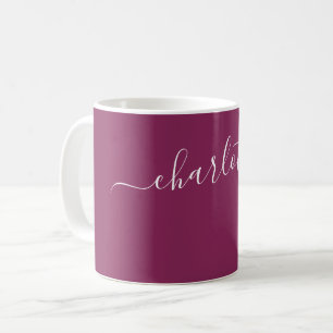 Mug Nom Personnalisé Couleur Framboise Sombre Élégant
