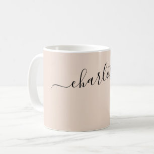 Mug Nom Personnalisé Couleur Rose Champagne Élégant