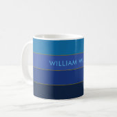 Mug Nom personnalisé Couleurs bleues Bloc de couleur (Devant gauche)