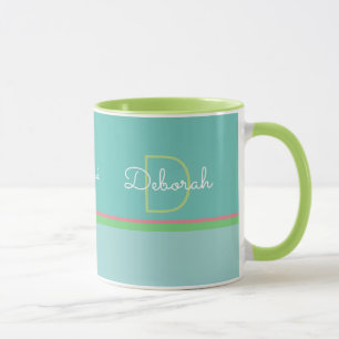 Mug nom personnalisé couleurs pastel . monogramme