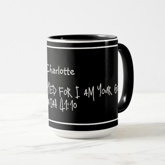 Mug Nom Personnalisé Coupe Noir & Blanc Avec Verset Bi (Devant droit)