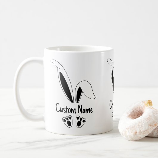 Mug Nom personnalisé Cute Bunny Pâques (Avec donut)