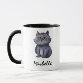 Mug Nom personnalisé Cute Chat Éffrayant Halloween (Gauche)