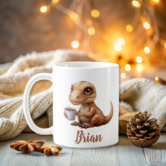 Mug Nom personnalisé Cute Dinosaur