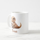 Mug Nom personnalisé Cute Dinosaur (Devant gauche)