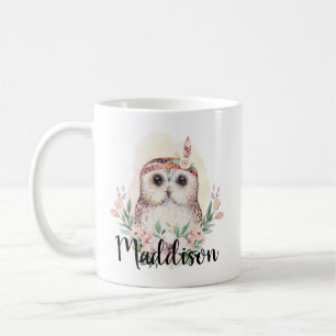 Mug Nom personnalisé Cute Owl Maman Infirmière Ensei