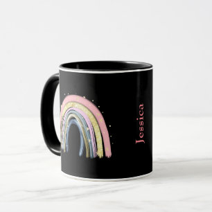 Mug Nom personnalisé Cute Pastel Rainbow