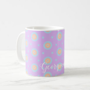 Mug Nom personnalisé Cute Pastel Rainbow Bullseyes Mot