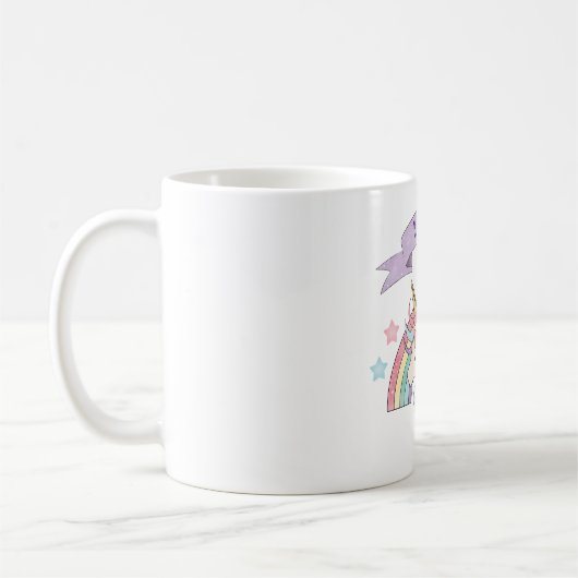 Mug Nom personnalisé Cute Pastel Unicorn & Sparkly Rai (Gauche)