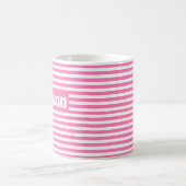 Mug Nom personnalisé Cute Simple Stripes Hot Rose et W (Centre)