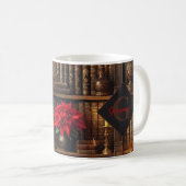 Mug Nom personnalisé Dark Academia Poinsettia Librairi (Devant droit)