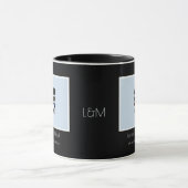 Mug nom personnalisé, date et photo blanc&noir (Centre)