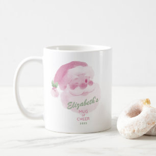 Mug Nom personnalisé Date Rose & Vert Joie de Noël