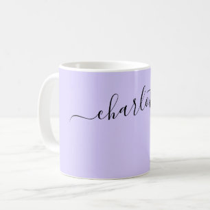 Mug Nom Personnalisé de Couleur Lavande Pâle Élégant