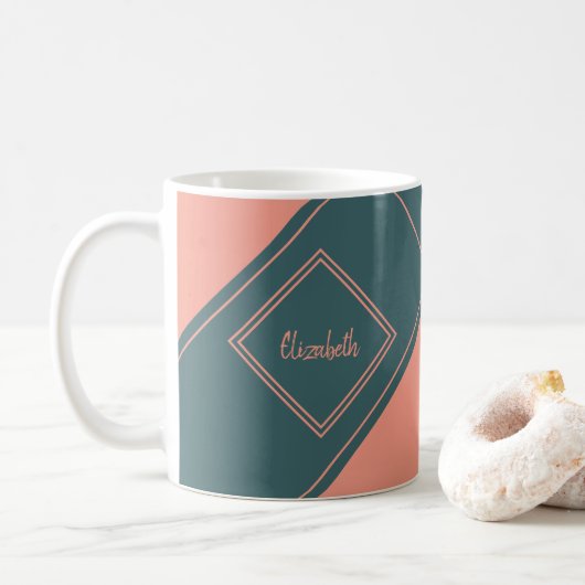 Mug Nom personnalisé de diamant géométrique simple (Avec donut)