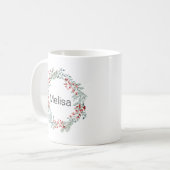 Mug Nom personnalisé de la couronne de Noël (Devant gauche)