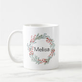 Mug Nom personnalisé de la couronne de Noël (Gauche)