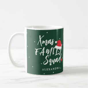 Mug Nom personnalisé de la famille Noël squad script