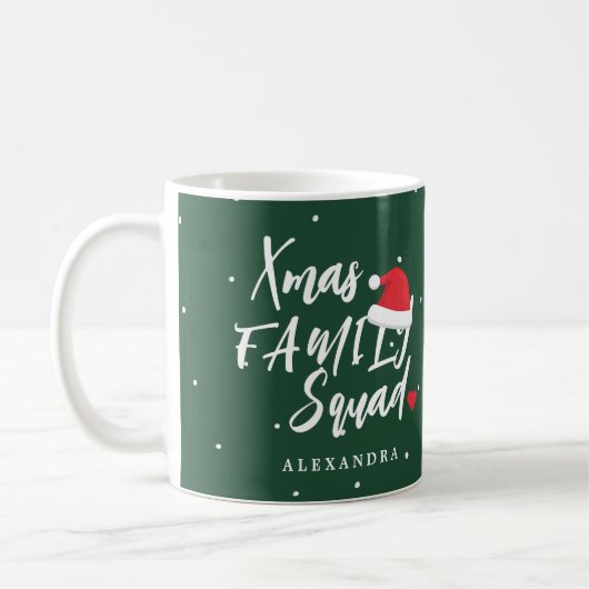 Mug Nom personnalisé de la famille Noël squad script (Gauche)