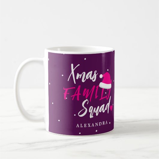 Mug Nom personnalisé de la famille Noël squad script (Gauche)
