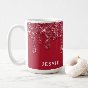Mug Nom personnalisé de la Parties scintillant rouge