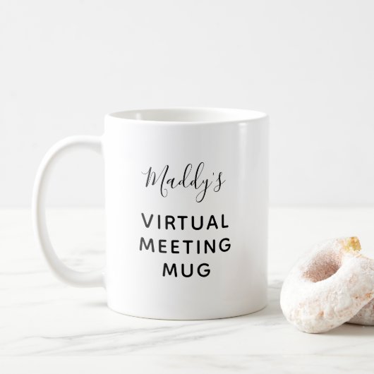 Mug Nom personnalisé de la réunion virtuelle de quaran (Avec donut)