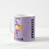 Mug Nom personnalisé de la sorcière d'Halloween pour e (Devant gauche)