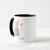 Mug Nom personnalisé de la souris à tenir la fleur (Devant gauche)