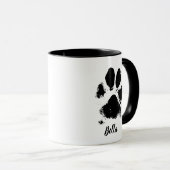 Mug Nom personnalisé de l'Empreinte de patte de chien  (Devant droit)