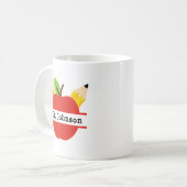 Mug Nom personnalisé de l'enseignant Apple (Devant gauche)