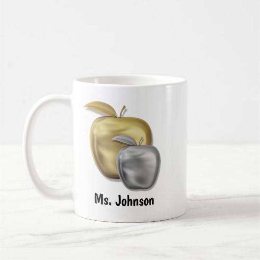 Mug Nom personnalisé de l'enseignant Apple Merci (Gauche)