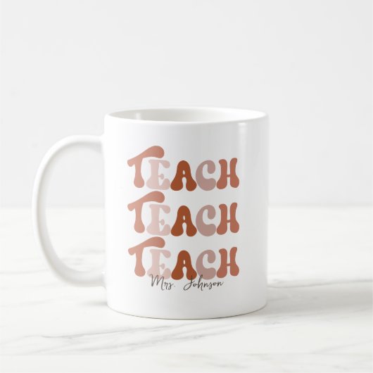 Mug Nom personnalisé de l'enseignant Boho (Gauche)