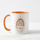 Mug Nom personnalisé de l'enseignant Merci Boho Rainbo (Gauche)