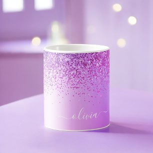Mug Nom personnalisé de luxe pour fille avec paillette