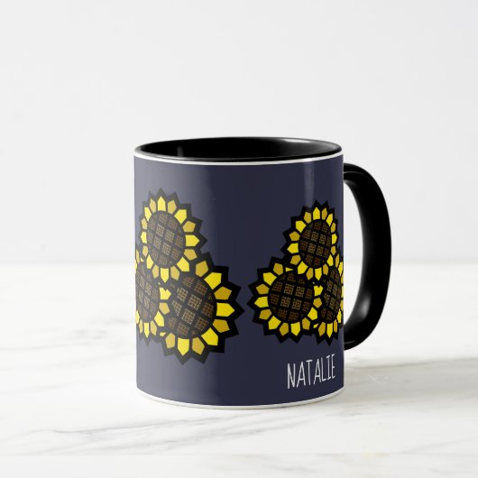 Mug Nom personnalisé des fleurs de soleil (Devant droit)