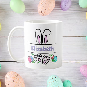 Mug Nom personnalisé des oreilles lapin de Pâques