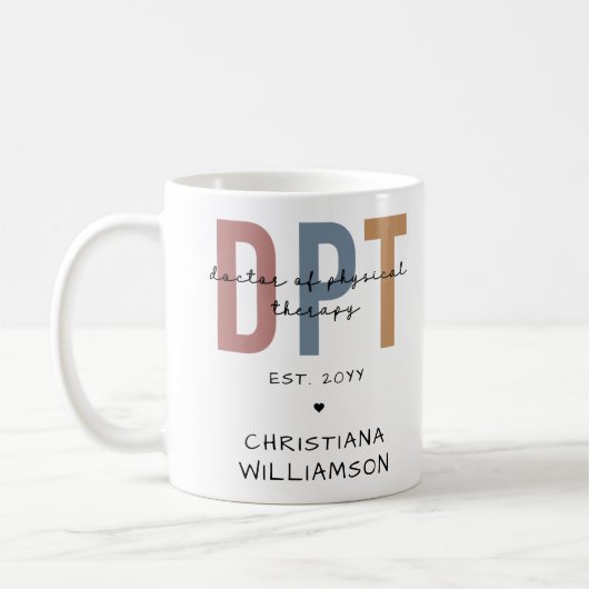 Mug Nom personnalisé DPT Doctor of Physical Therapy (Gauche)